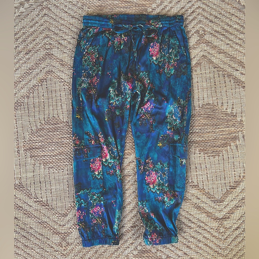 Jogger Satin Floral Fille - Taille L - Noir - ADORABLE - NEUF